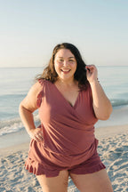 Dames Zachte Tankini Set | Comfortabele V-Hals met Ruches voor Zomer Stranddagen 0