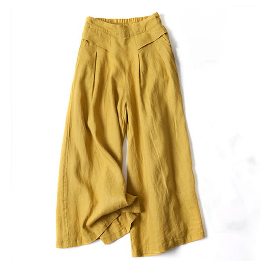 Dames Zachte Viscose Broek | Elegante Hoge Taille Wijde Pijpen Casual Pants 0
