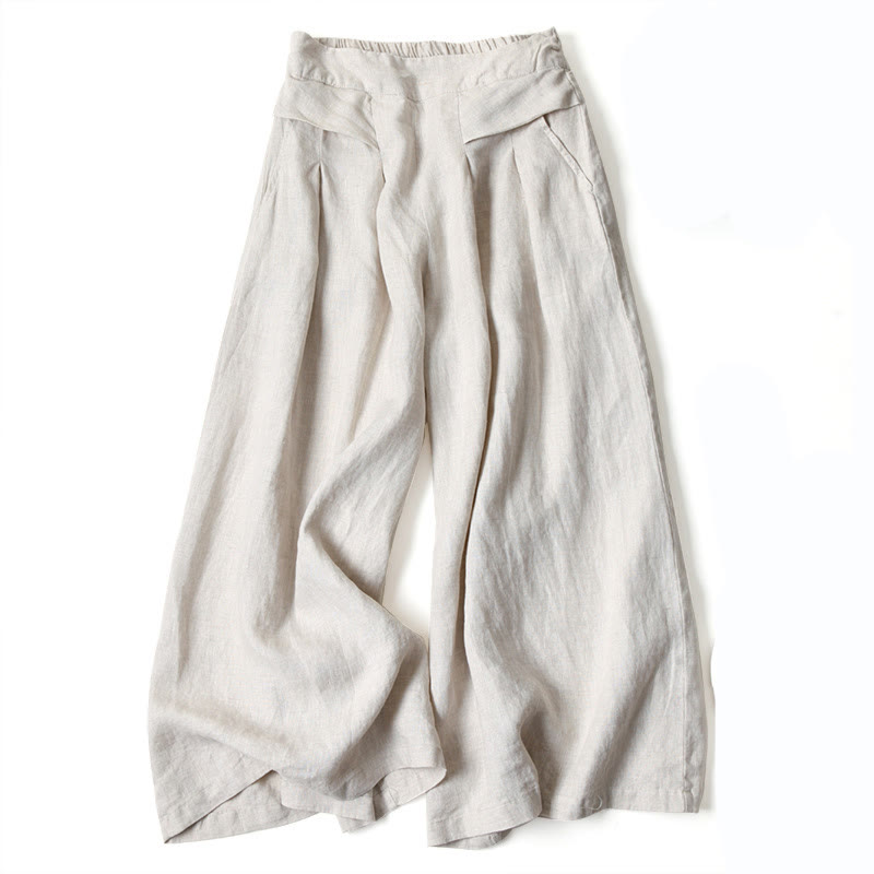 Dames Zachte Viscose Broek | Elegante Hoge Taille Wijde Pijpen Casual Pants 10