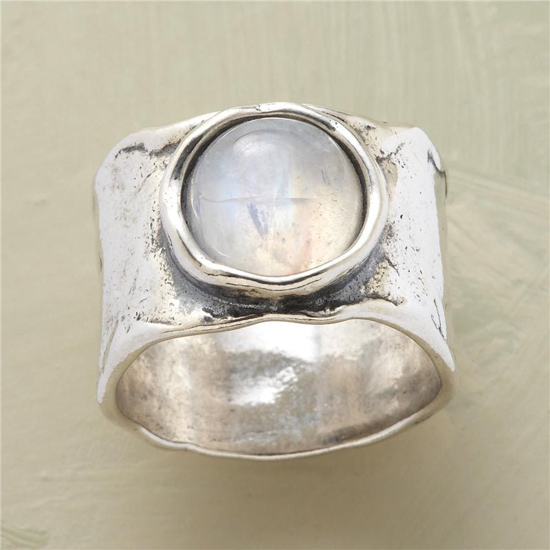 Dames Zilveren Maansteenring | Elegante Tijdloze Ring met Unieke Uiterlijk 0