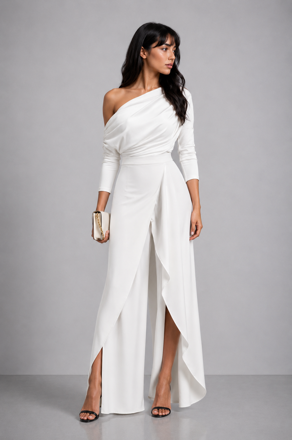 Dames Zwarte Jumpsuit | Feestelijke Off-Shoulder Met Splitdetails 0