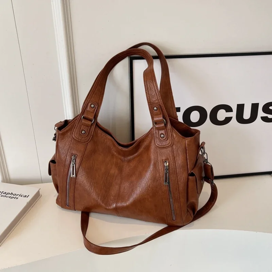 Dames Zwarte Kunstleren Schoudertas | Elegante Ruime Handtas voor Werk en Vrije Tijd 0