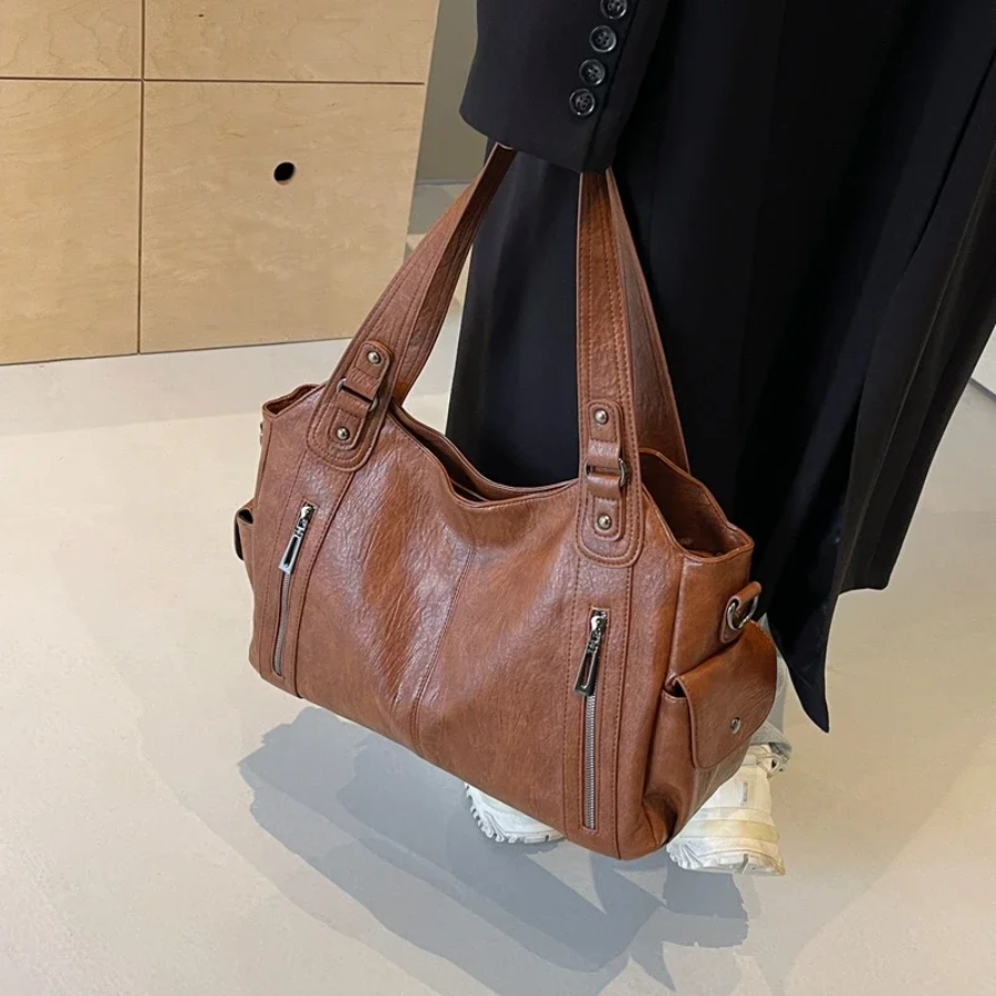 Dames Zwarte Kunstleren Schoudertas | Elegante Ruime Handtas voor Werk en Vrije Tijd 1