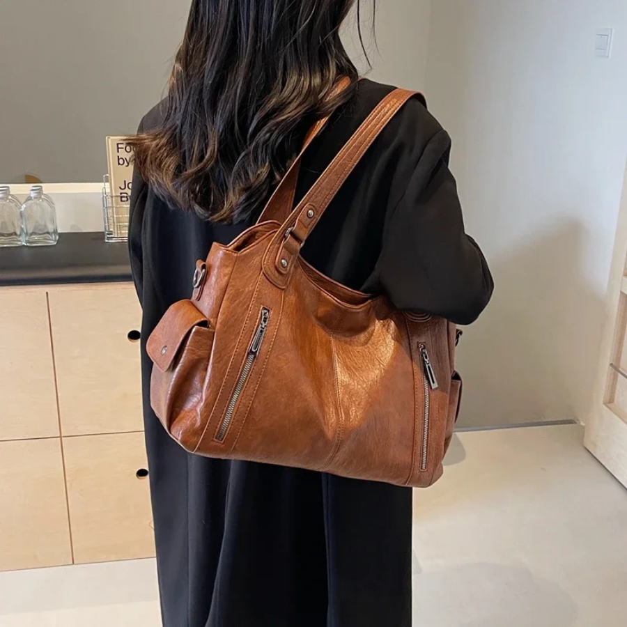 Dames Zwarte Kunstleren Schoudertas | Elegante Ruime Handtas voor Werk en Vrije Tijd 2