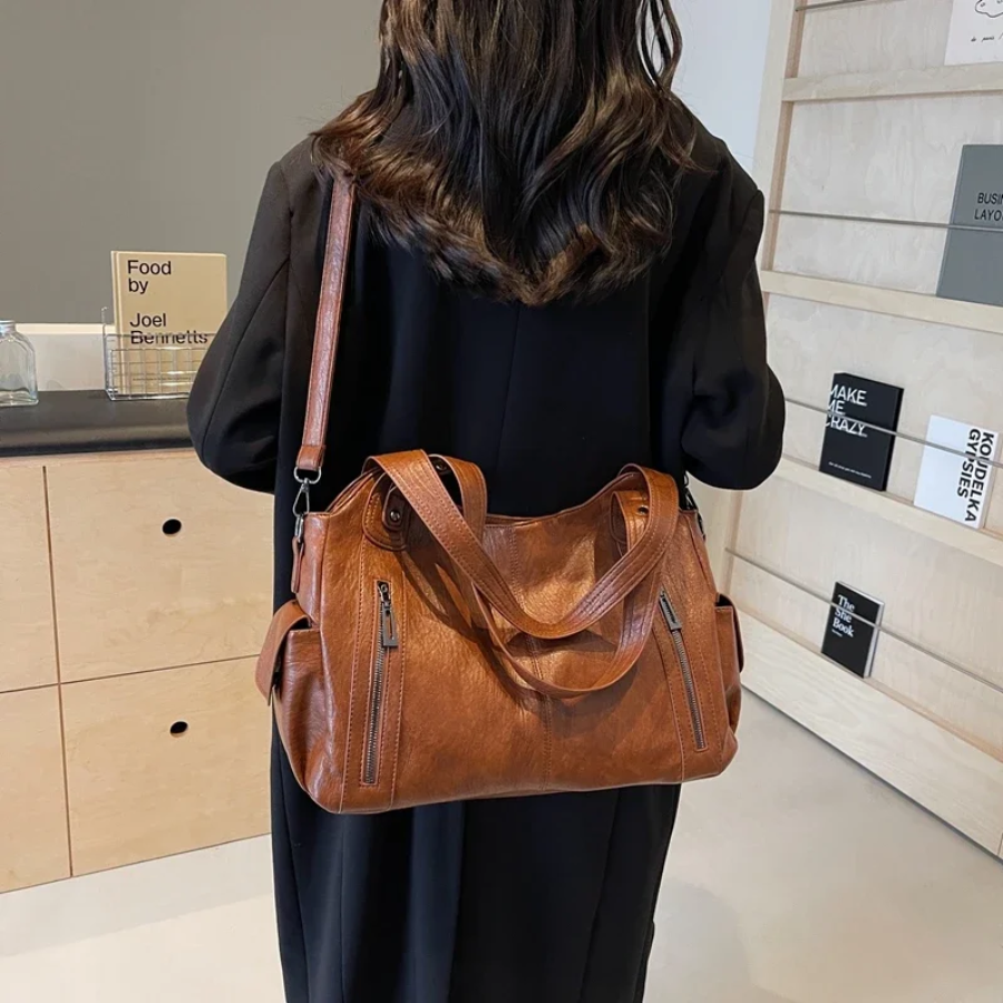 Dames Zwarte Kunstleren Schoudertas | Elegante Ruime Handtas voor Werk en Vrije Tijd 3
