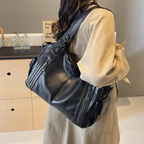 Dames Zwarte Kunstleren Schoudertas | Elegante Ruime Handtas voor Werk en Vrije Tijd 5