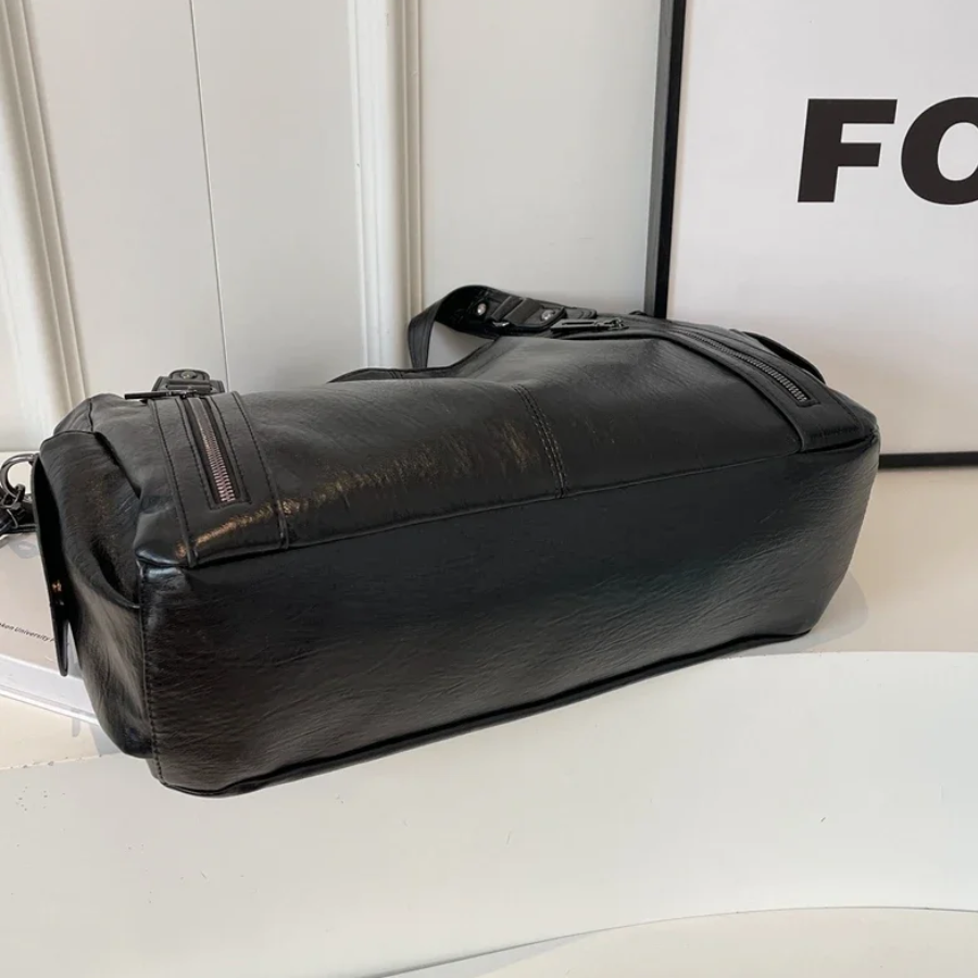 Dames Zwarte Kunstleren Schoudertas | Elegante Ruime Handtas voor Werk en Vrije Tijd 7