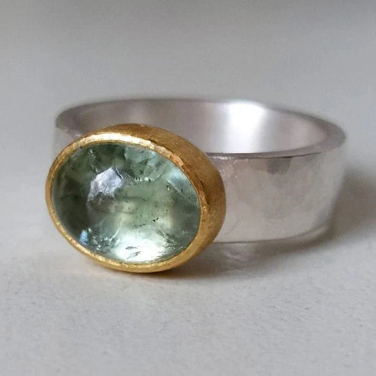 Damesring Zilver met Afgeronde Steen | Elegante Vintage Sieraad voor Speciale Gelegenheden 0