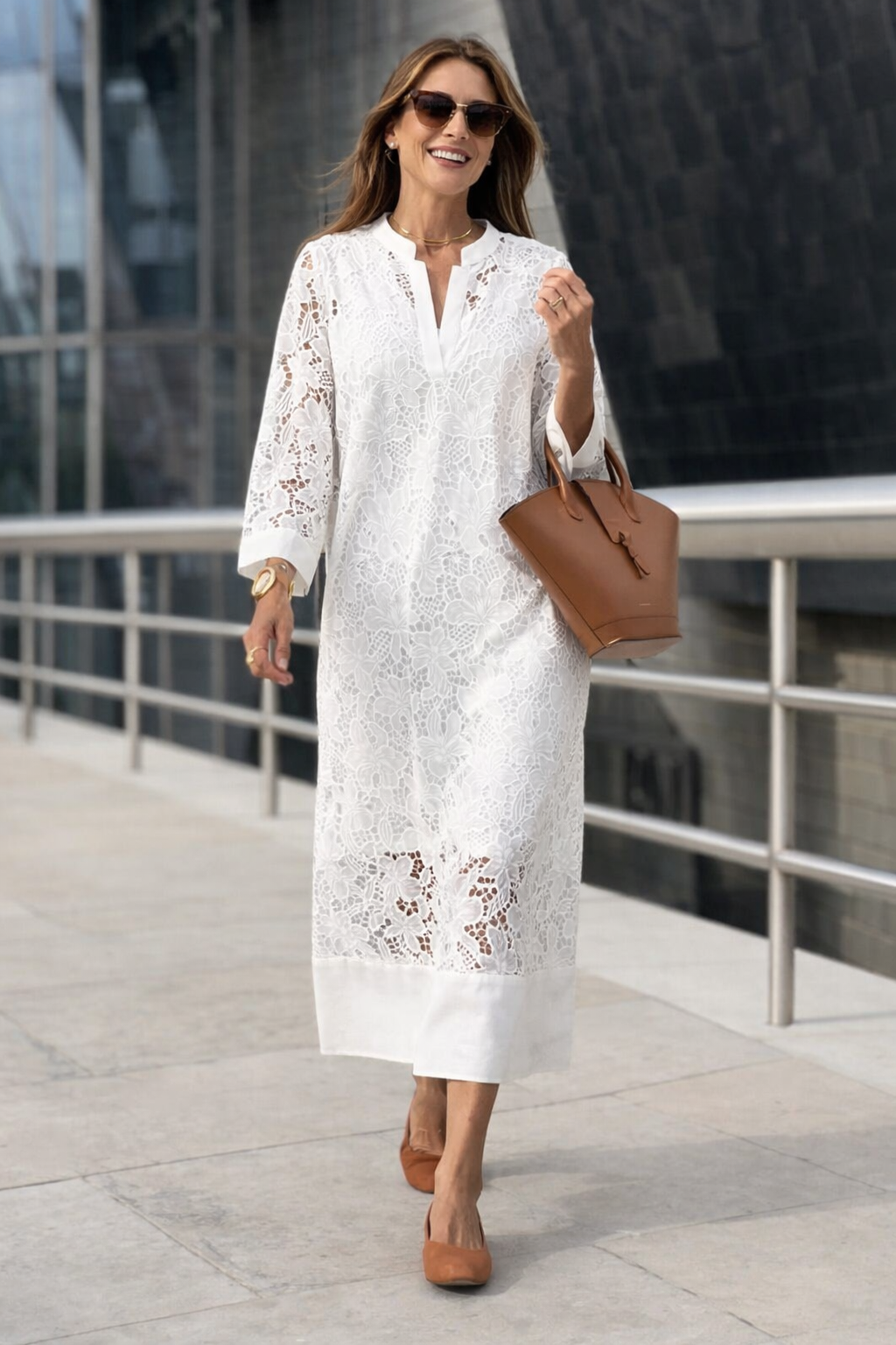 Elise | Witte Jurk Dames Kant Lang
