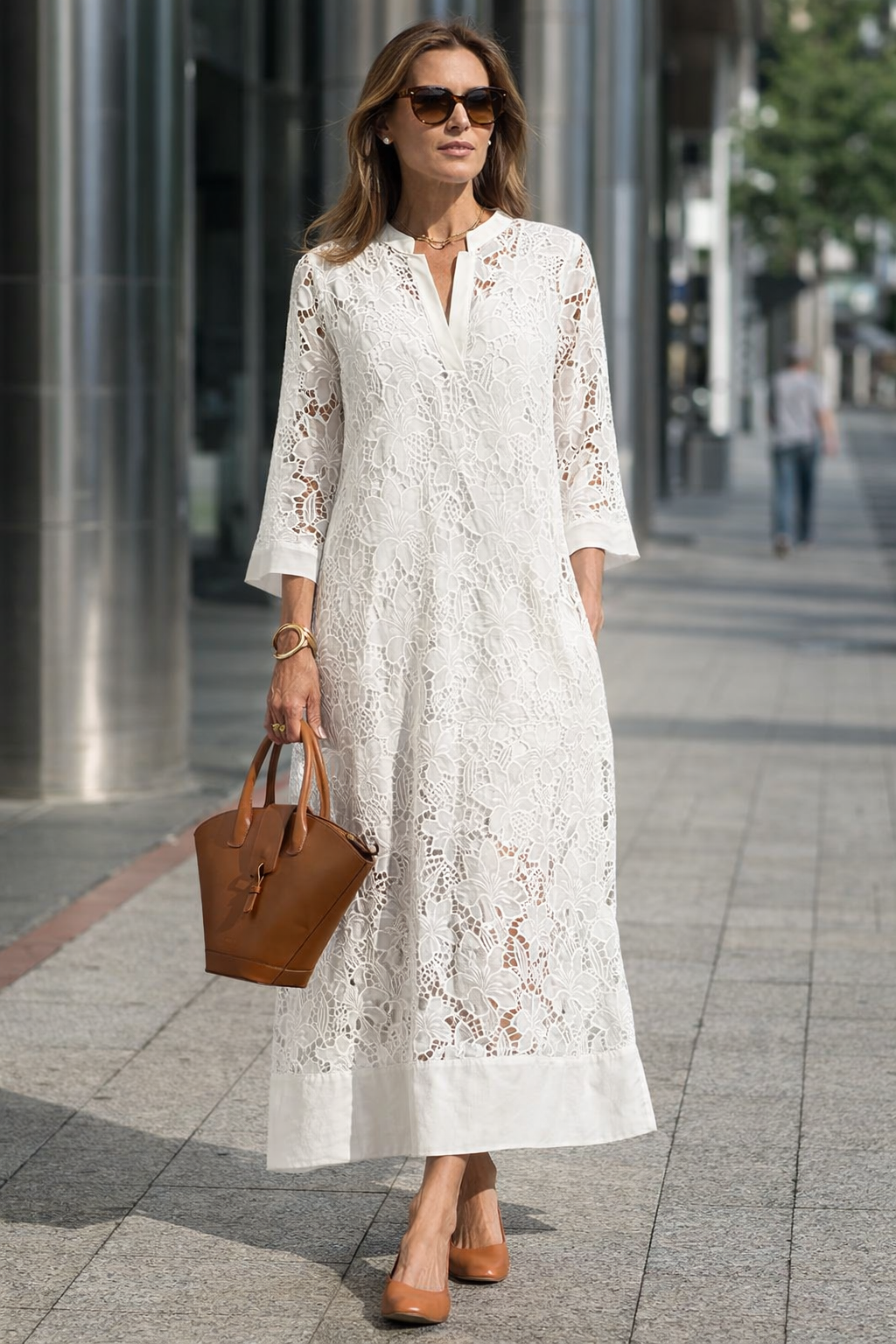 Elise | Witte Jurk Dames Kant Lang