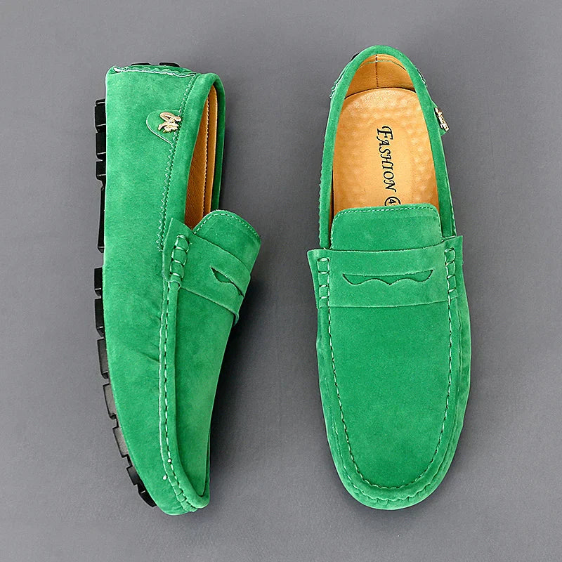 Heren Leer Loafers | Comfortabele Groene Slip-On Schoenen voor Casual Stijl 0