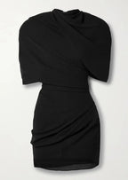 Meisjes' Zwart Drapé Minikleed | Elegante Comfortabele Feestjurk voor Speciale Gelegenheden 1