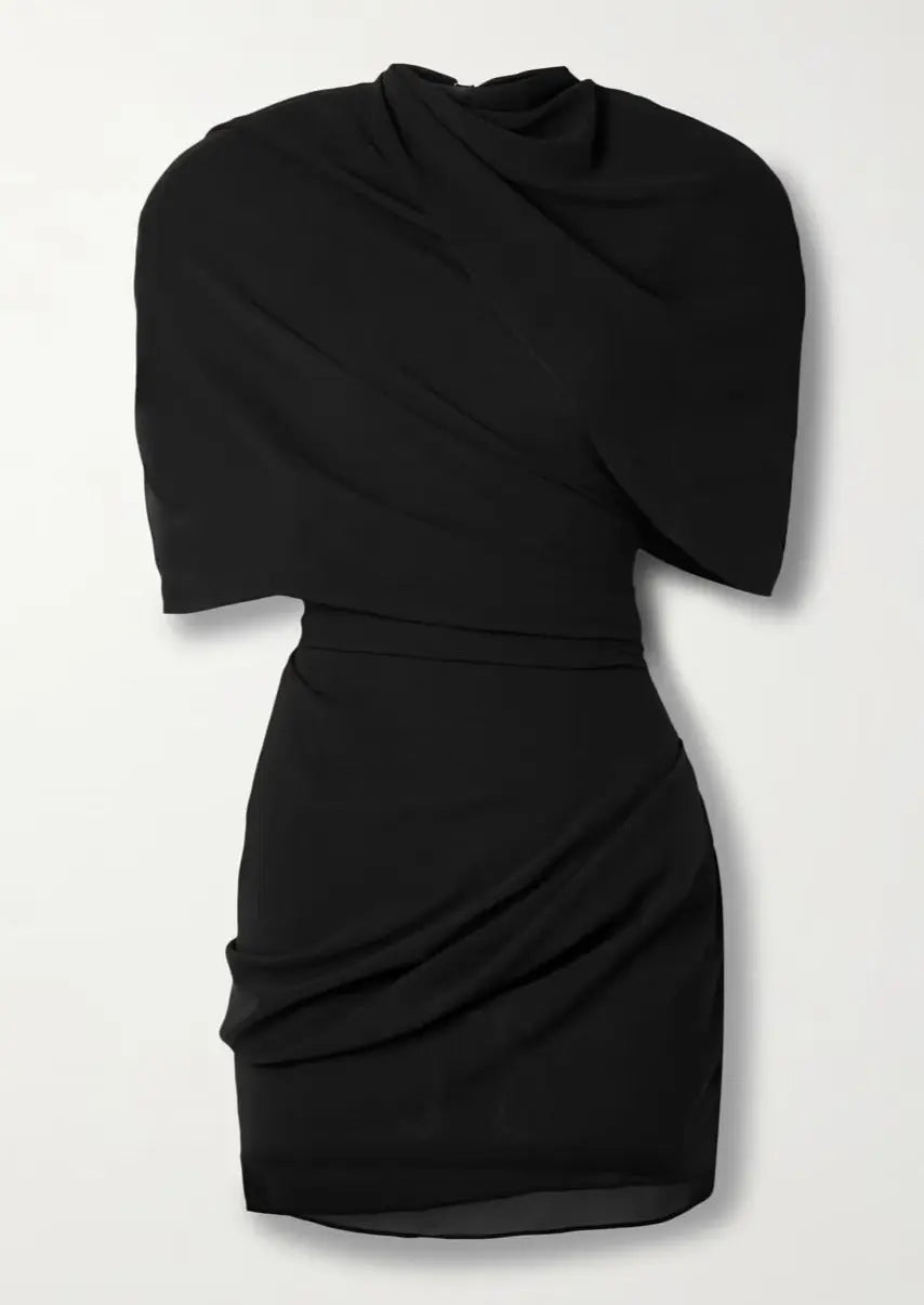 Meisjes' Zwart Drapé Minikleed | Elegante Comfortabele Feestjurk voor Speciale Gelegenheden 1