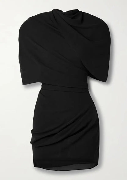 Meisjes' Zwart Drapé Minikleed | Elegante Comfortabele Feestjurk voor Speciale Gelegenheden 1