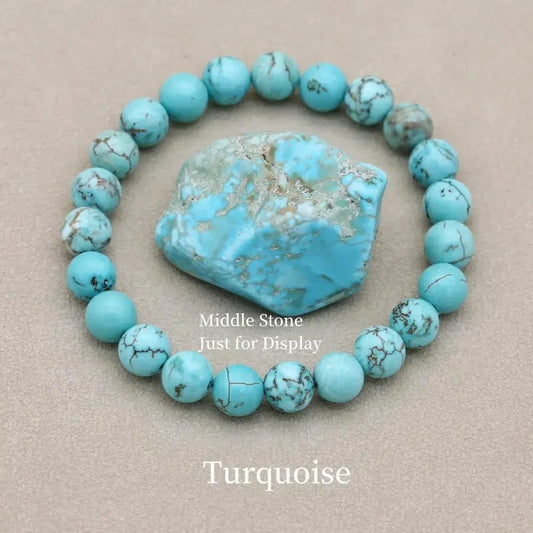Unisex Elegant Turquoise Beaded Bracelet | Handmade Adjustable Jewelry 0