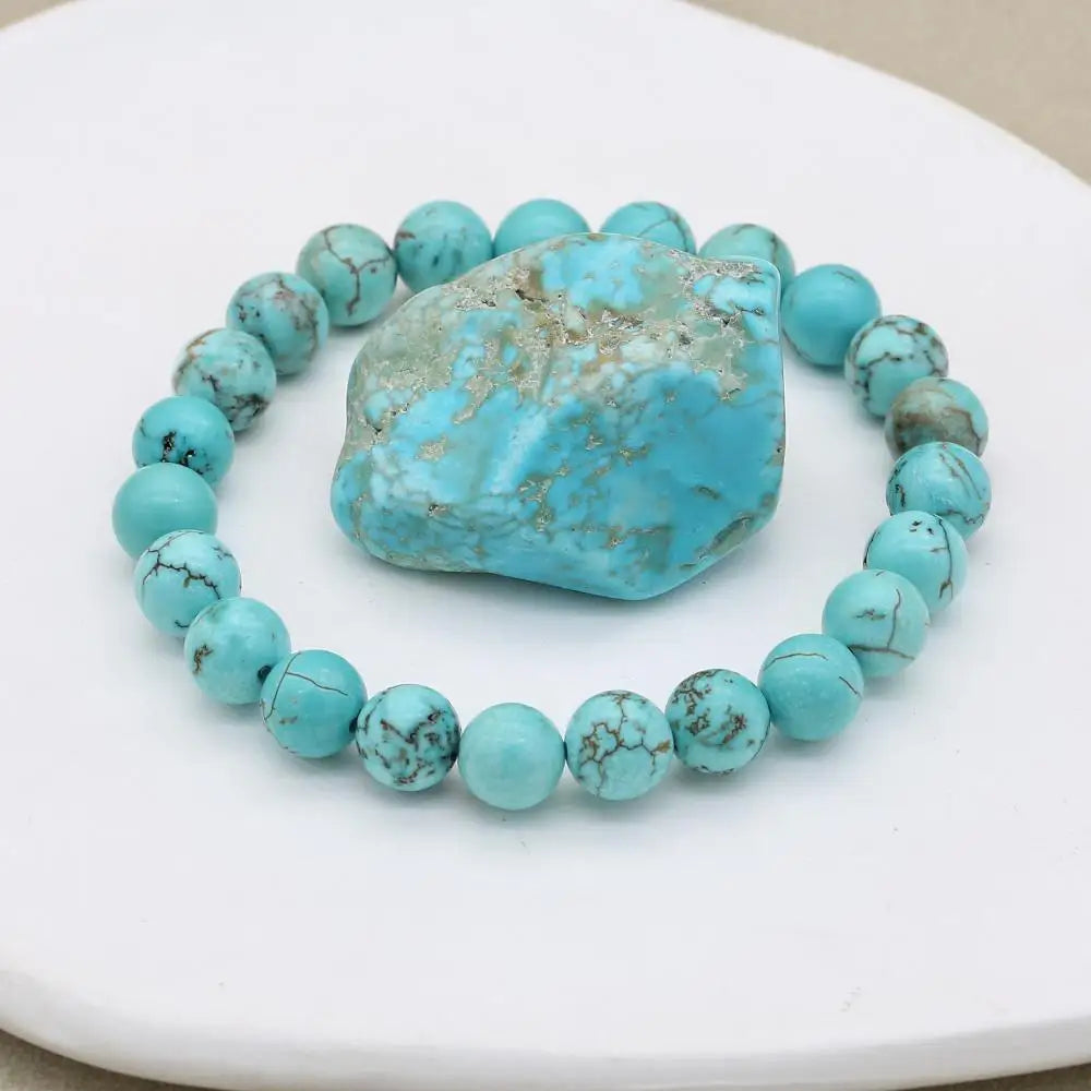 Unisex Elegant Turquoise Beaded Bracelet | Handmade Adjustable Jewelry 2