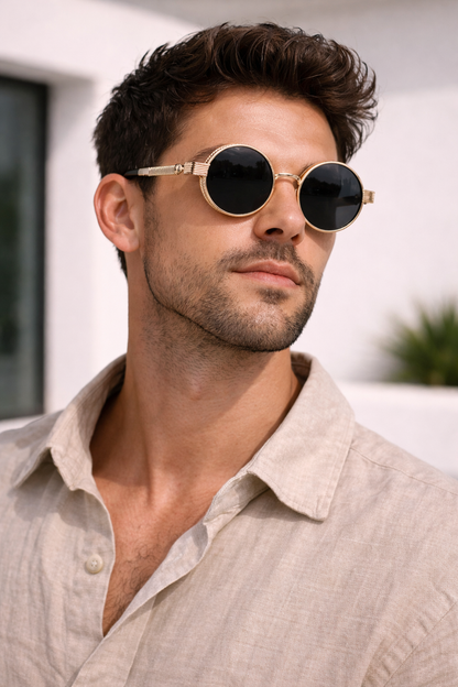 Unisex Lichtgewicht Koper Zonnebril | Retro Vintage Steampunk Design 4