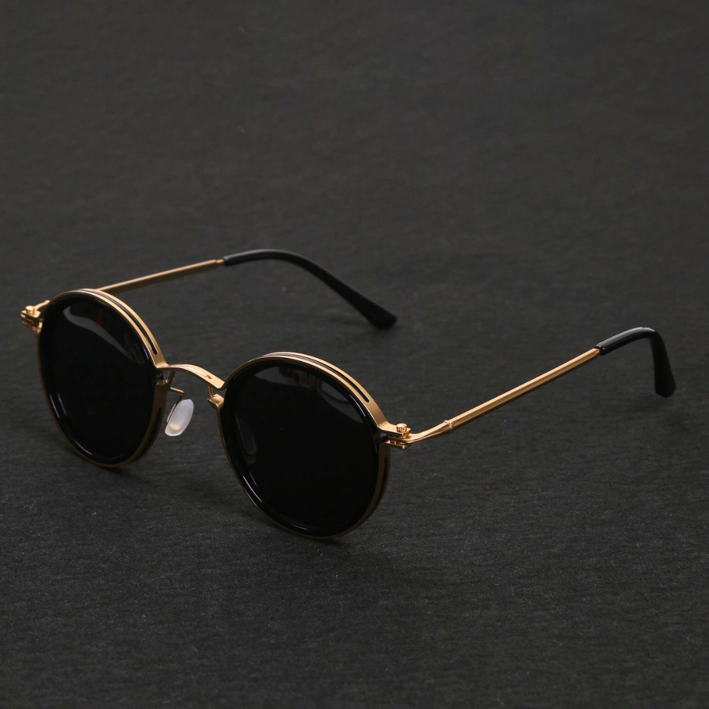 Unisex Premium Metalen Zonnebril | Tijdloos Ronde Zonnebrillen met UV Bescherming 0