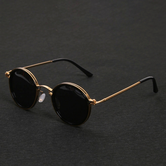 Unisex Premium Metalen Zonnebril | Tijdloos Ronde Zonnebrillen met UV Bescherming 0