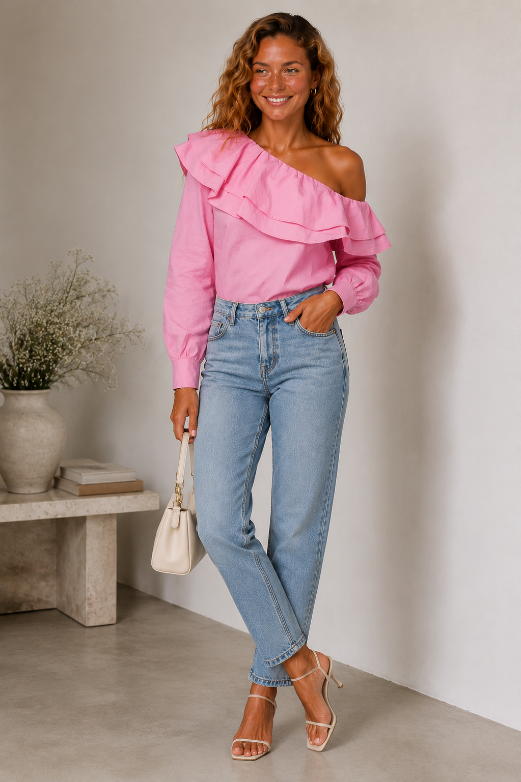 Vrouwen Asymmetrische Ruches Blouse | Elegante Off-Shoulder Top 0