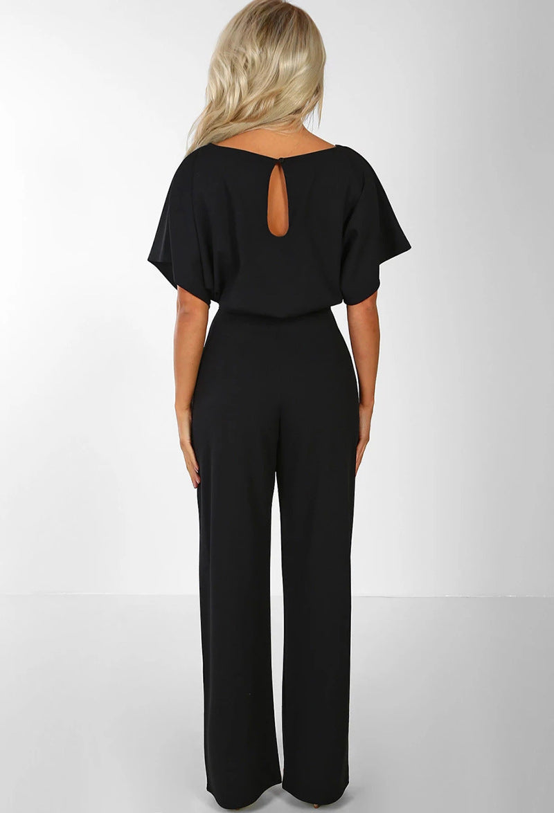 Vrouwen Zwarte Jumpsuit | Feestelijke Hoge Taille One-Piece met Comfortabele Pasvorm 3