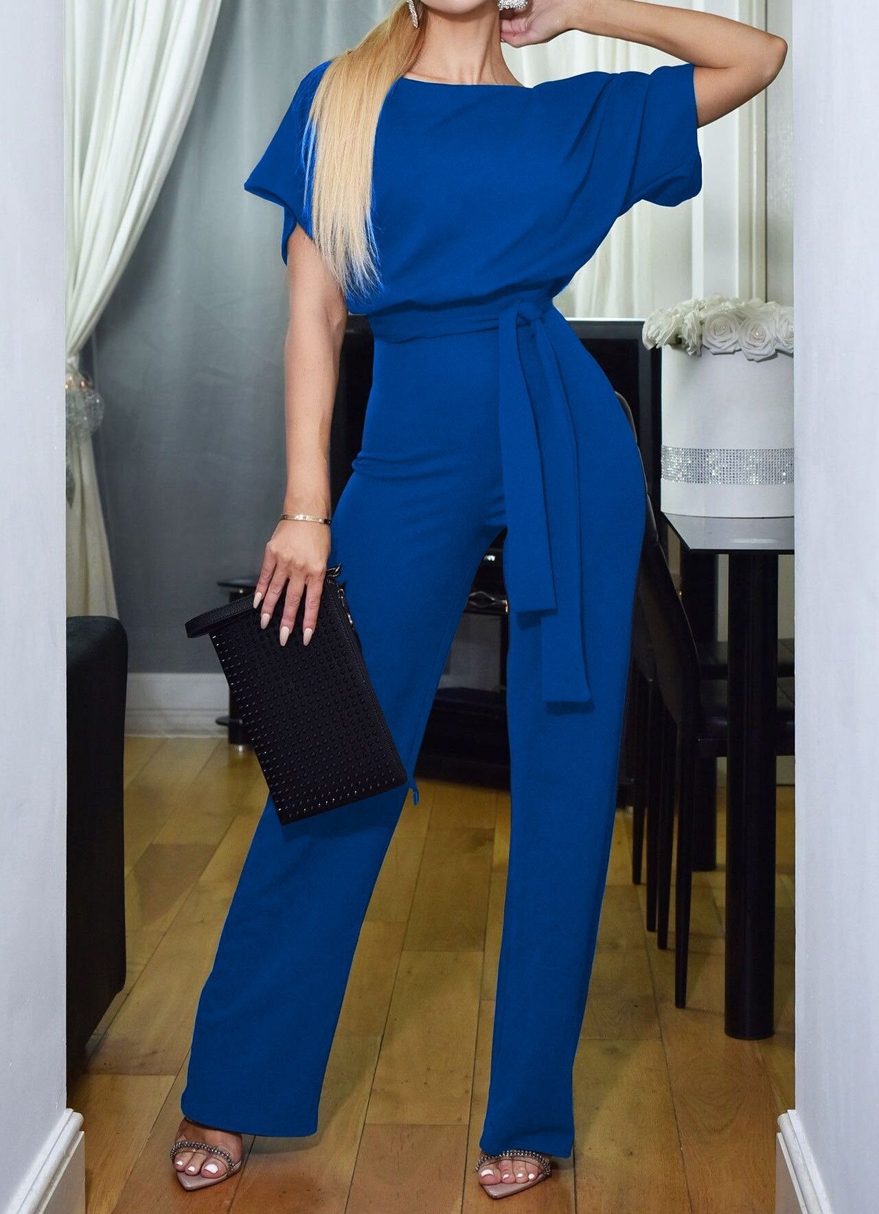 Vrouwen Zwarte Jumpsuit | Feestelijke Hoge Taille One-Piece met Comfortabele Pasvorm 7