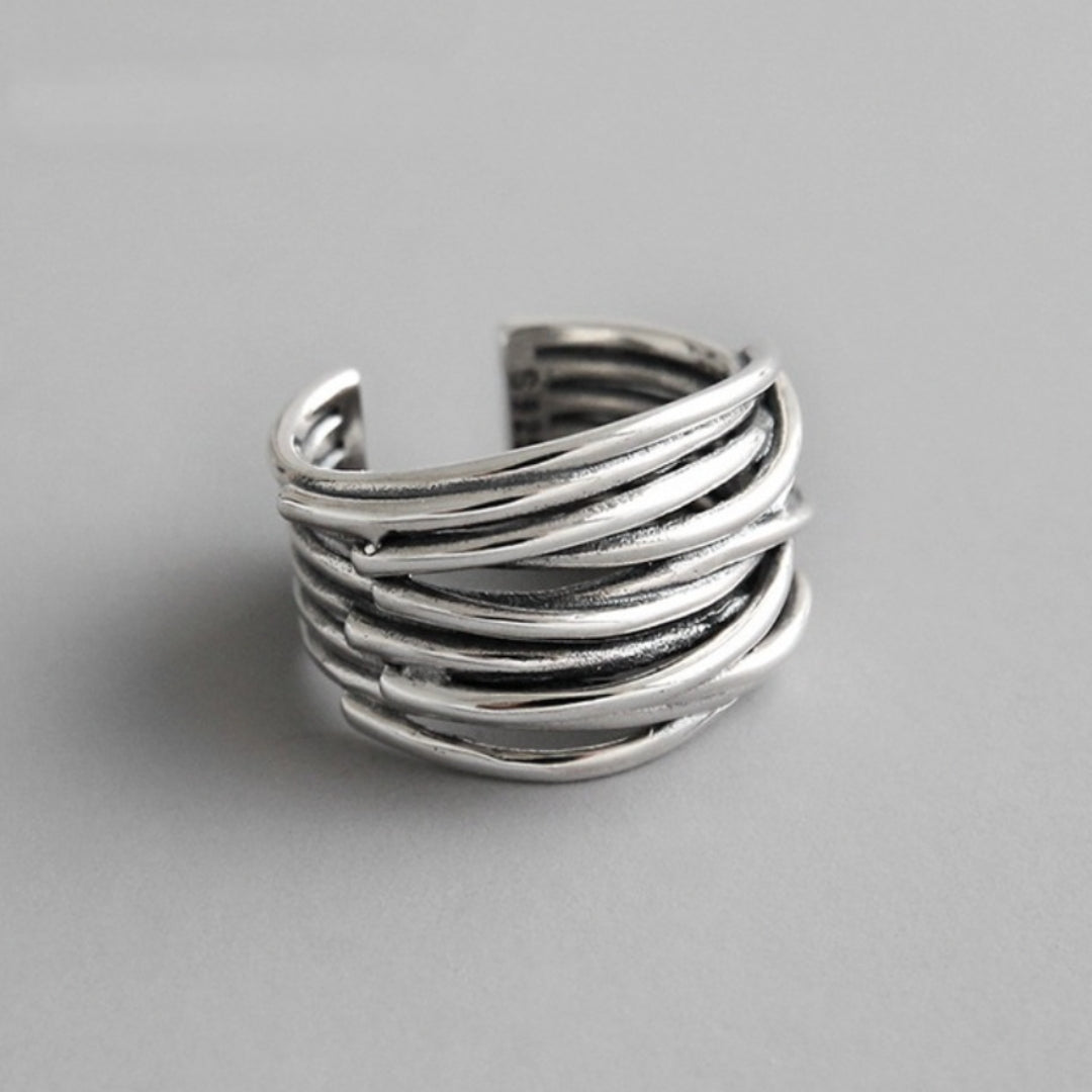 Vrouwen's Elegante Verstelbare Gelaagde Ring | Tijdloos Sterling Zilver Sieraad 0