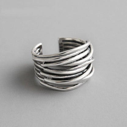 Vrouwen's Elegante Verstelbare Gelaagde Ring | Tijdloos Sterling Zilver Sieraad 0