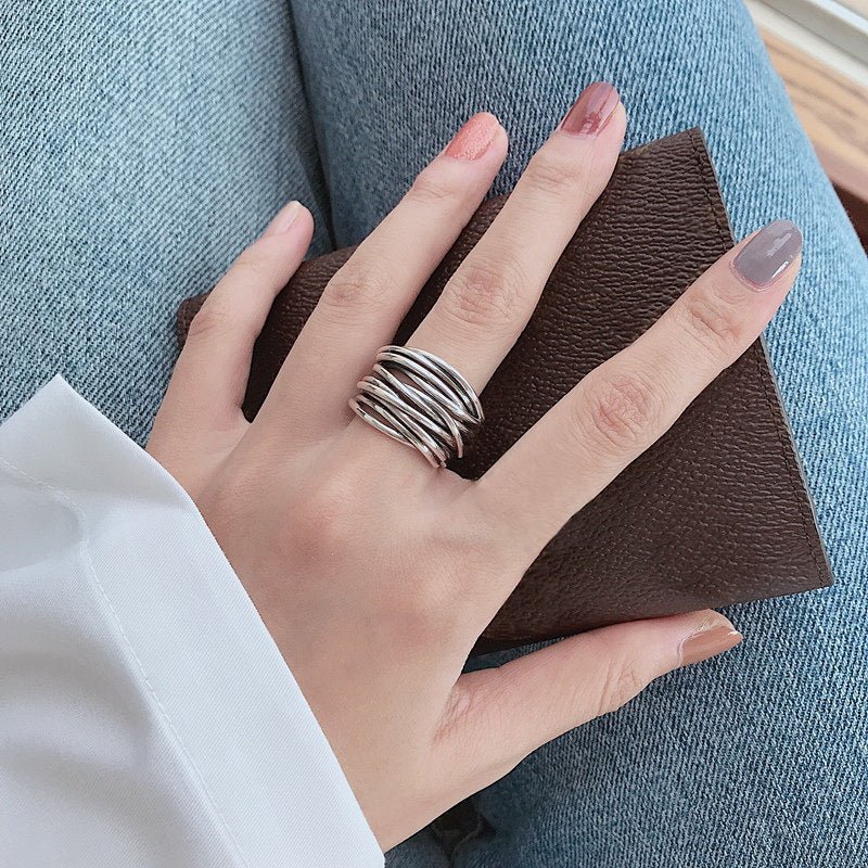 Vrouwen's Elegante Verstelbare Gelaagde Ring | Tijdloos Sterling Zilver Sieraad 1