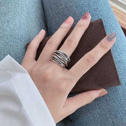 Vrouwen's Elegante Verstelbare Gelaagde Ring | Tijdloos Sterling Zilver Sieraad 1
