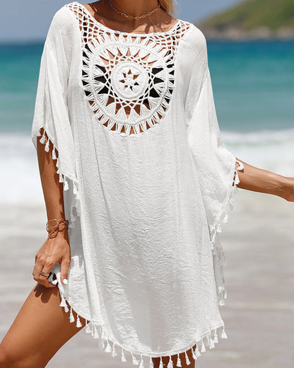 Vrouwen's Gehaakt Katoenen Strandbedekking | Luchtige Elegante Boho Cover-Up voor Zomer 0