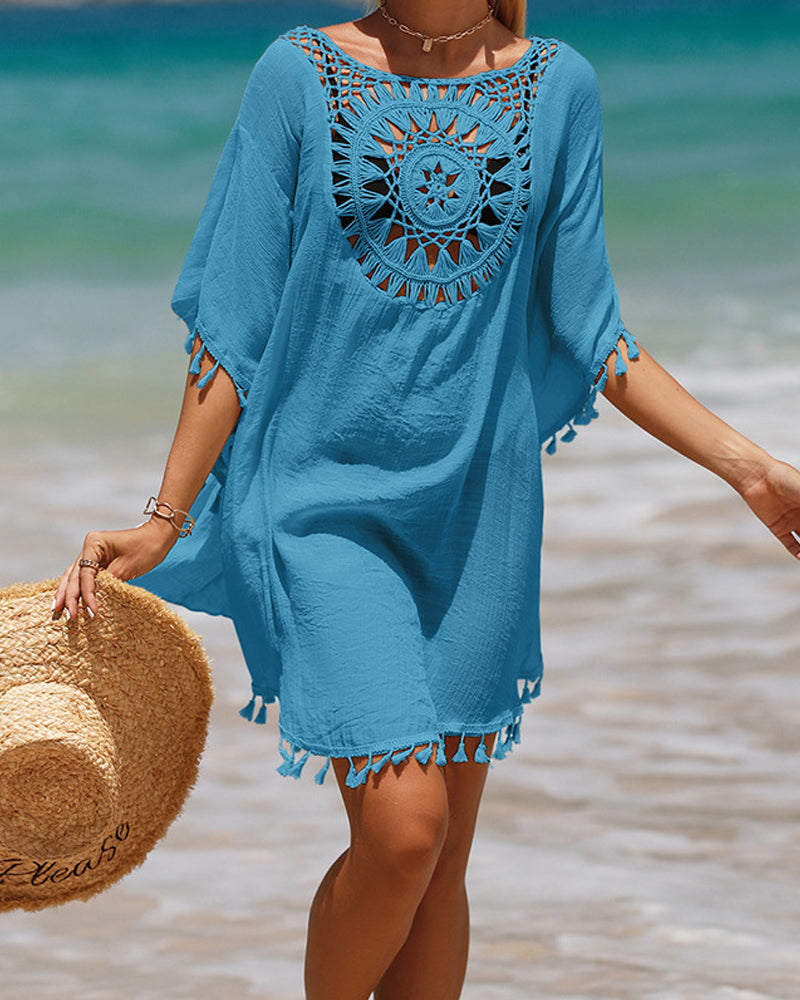 Vrouwen's Gehaakt Katoenen Strandbedekking | Luchtige Elegante Boho Cover-Up voor Zomer 2