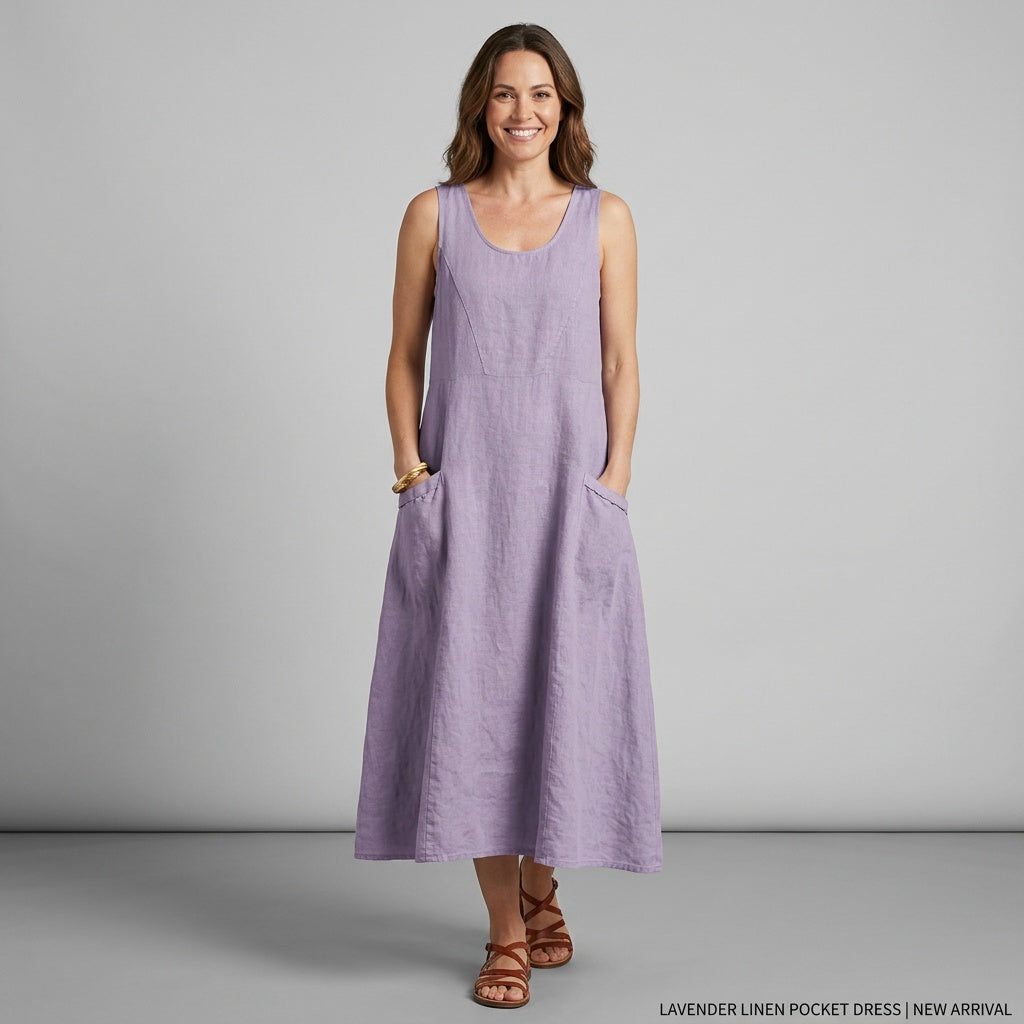 Amy | Dames Linnen Ronde Hals Jurk