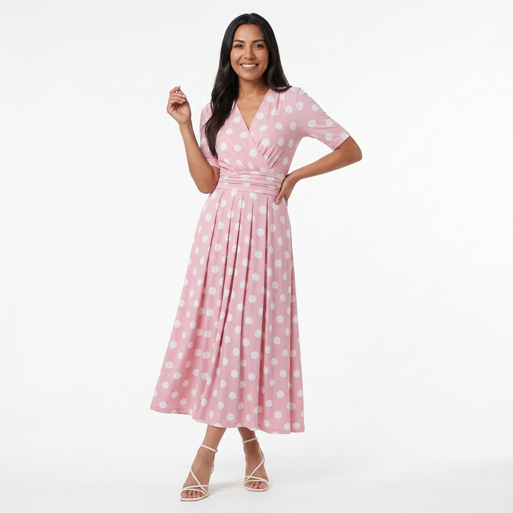 Professional e-commerce fashion photography — create a realistic product-on-model shot using the provided reference images. You are given 2 images: image 1 = product reference, image 2 = model reference. Dress the model from the second image in the product from the first image. The product must be physically placed on the model's body — worn naturally with correct fit, draping, and proportions as it would appear in real life. The product is the hero of the shot and must be clearly visible, prominently displ