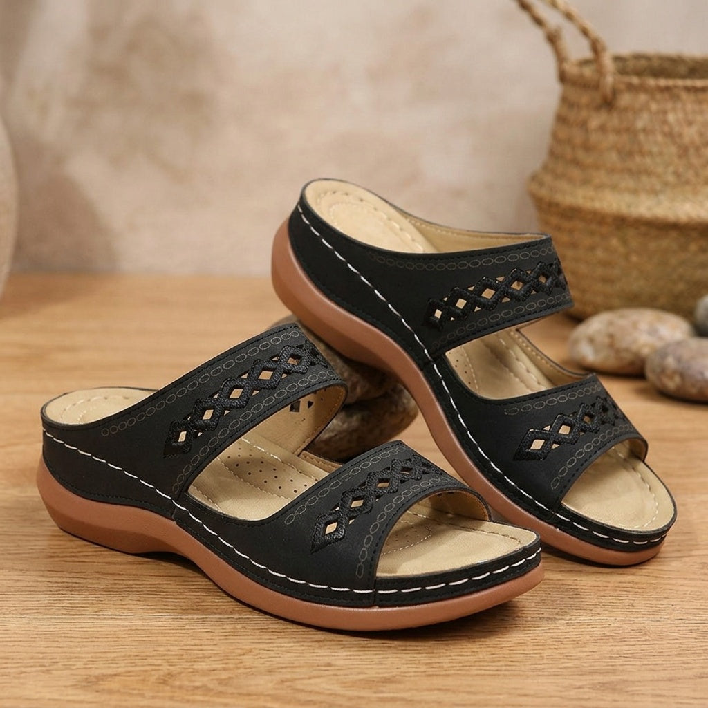 Professional e-commerce product photography, edit the provided images. Use the provided image as the product. Preserve the exact product shape, logo, colors, textures, and proportions. Do not alter, reshape, recolor, or add features to the product. 85mm portrait lens, shallow depth of field, soft bokeh background. high resolution, commercial quality, sharp focus

Maak unieke foto van deze sandalen.