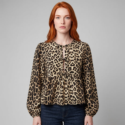 Professional e-commerce fashion photography — create a realistic product-on-model shot using the provided reference images. You are given 2 images: image 1 = product reference, image 2 = model reference. Dress the model from the second image in the product from the first image. The product must be physically placed on the model's body — worn naturally with correct fit, draping, and proportions as it would appear in real life. The product is the hero of the shot and must be clearly visible, prominently displ