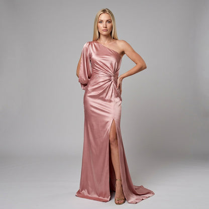 Professional e-commerce fashion photography — create a realistic product-on-model shot using the provided reference images. You are given 2 images: image 1 = product reference, image 2 = model reference. Dress the model from the second image in the product from the first image. The product must be physically placed on the model's body — worn naturally with correct fit, draping, and proportions as it would appear in real life. The product is the hero of the shot and must be clearly visible, prominently displ