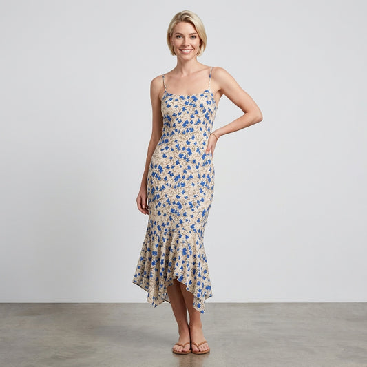 Professional e-commerce fashion photography — create a realistic product-on-model shot using the provided reference images. You are given 2 images: image 1 = product reference, image 2 = model reference. Dress the model from the second image in the product from the first image. The product must be physically placed on the model's body — worn naturally with correct fit, draping, and proportions as it would appear in real life. The product is the hero of the shot and must be clearly visible, prominently displ
