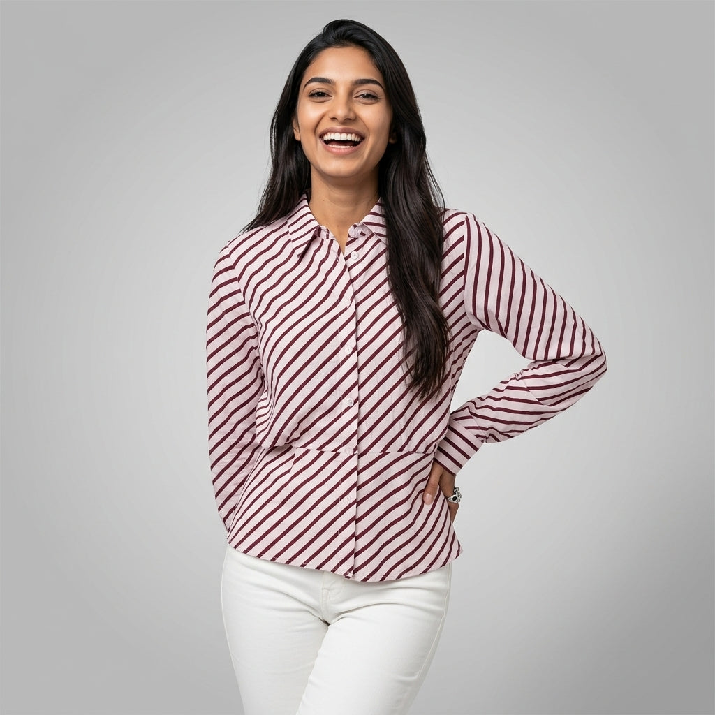 Professional e-commerce fashion photography — create a realistic product-on-model shot using the provided reference images. You are given 2 images: image 1 = product reference, image 2 = model reference. Dress the model from the second image in the product from the first image. The product must be physically placed on the model's body — worn naturally with correct fit, draping, and proportions as it would appear in real life. The product is the hero of the shot and must be clearly visible, prominently displ