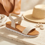 Professional e-commerce product photography, edit the provided images. Use the provided image as the product. Preserve the exact product shape, logo, colors, textures, and proportions. Do not alter, reshape, recolor, or add features to the product. 85mm portrait lens, shallow depth of field, soft bokeh background. high resolution, commercial quality, sharp focus

maak unieke foto van deze sandalen